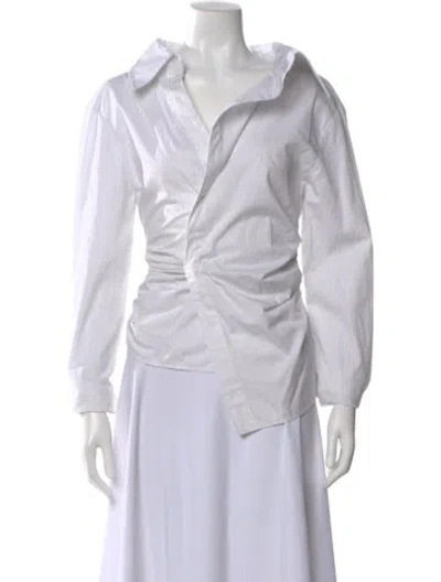 Pre-owned Jacquemus Striped Long Sleeve Button-up Top In White