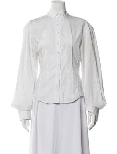 Pre-owned Jacquemus Striped Long Sleeve Button-up Top In White