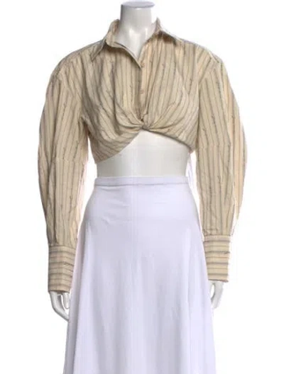 Pre-owned Jacquemus Striped Long Sleeve Crop Top In Neutral
