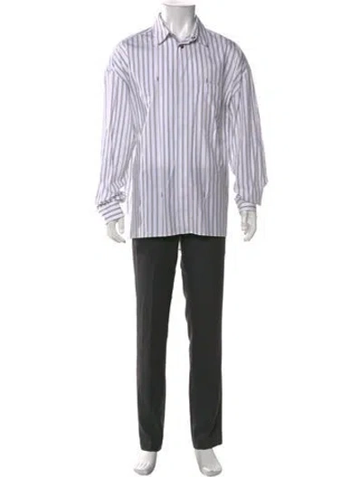 Pre-owned Jacquemus Striped Long Sleeve Dress Shirt In White