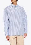 Jacquemus Logo-studs Striped Shirt In Light Blue