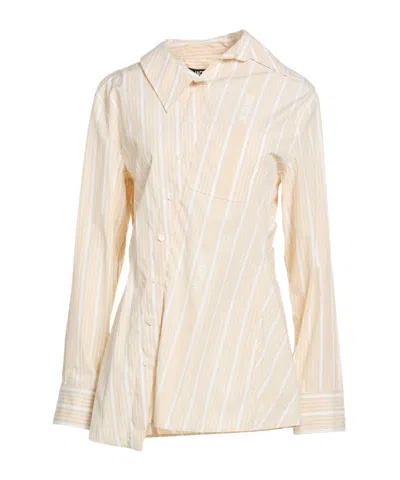Jacquemus Striped Long-sleeve Shirt In Sand-colored