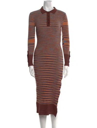 Pre-owned Jacquemus Striped Midi Length Dress In Brown