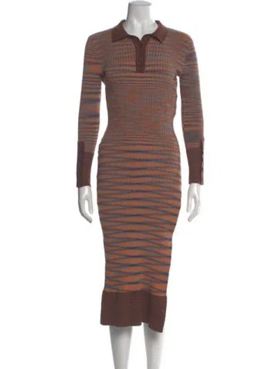 Pre-owned Jacquemus Striped Midi Length Dress In Brown