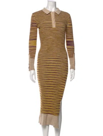 Pre-owned Jacquemus Striped Midi Length Dress In Yellow