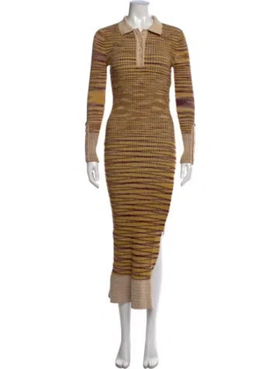 Pre-owned Jacquemus Striped Midi Length Dress In Yellow