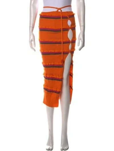 Pre-owned Jacquemus Striped Midi Length Skirt In Orange