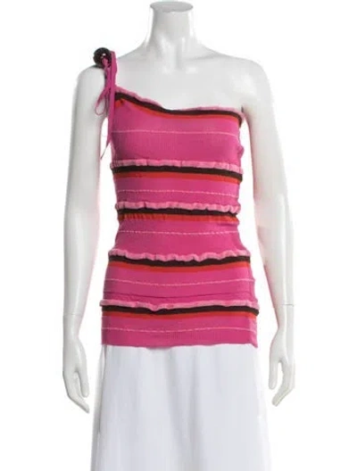 Pre-owned Jacquemus Striped One-shoulder Crop Top In Multicolor