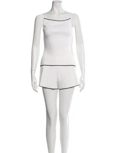 Pre-owned Jacquemus Striped Pleated Accents Short Set In White