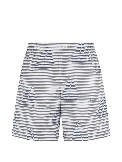 Jacquemus Bermuda Shorts Wide Leg Sailboat Pattern In Blue
