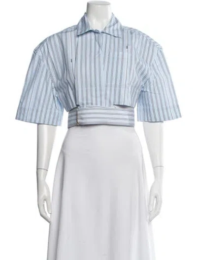 Pre-owned Jacquemus Striped Short Sleeve Top In White
