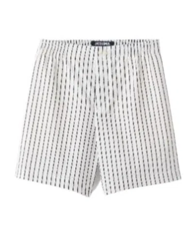 Jacquemus Striped Shorts In White