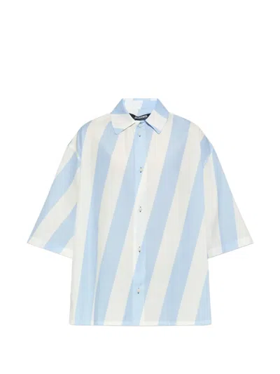 Jacquemus La Triangle Oversized Striped Cotton-poplin Shirt In Multi