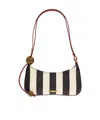 Jacquemus Le Bisou Perle Stripe Woven Raffia Shoulder Bag In Black