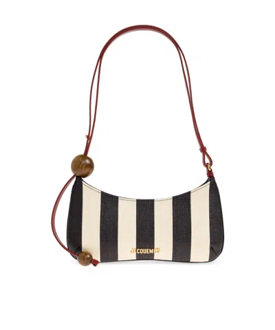 Jacquemus Le Bisou Perle Stripe Woven Raffia Shoulder Bag In Multi