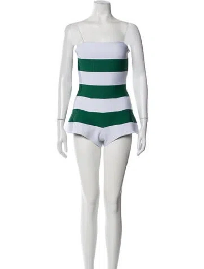 Pre-owned Jacquemus Striped Strapless Romper In Blue/white