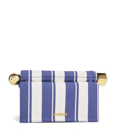 Jacquemus Striped Take-out Clutch Bag In Blue