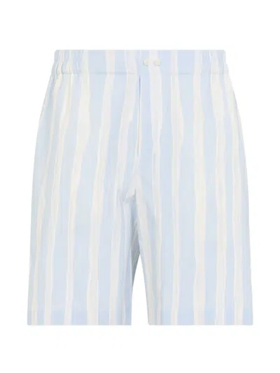 Jacquemus Le Short Calecon Striped Cotton-poplin Shorts In Blue