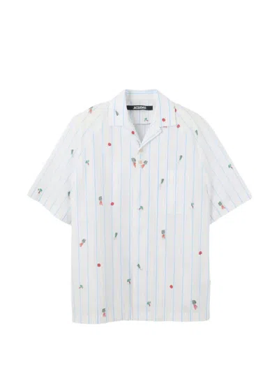 Jacquemus Striped Vegetable-print Shirt In White