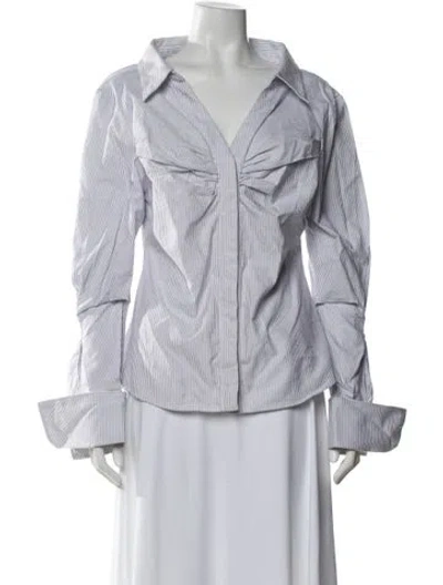 Pre-owned Jacquemus Striped V-neck Button-up Top