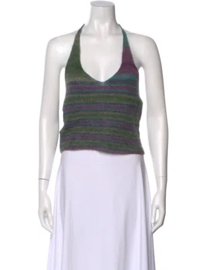 Pre-owned Jacquemus Striped V-neck Crop Top In Blue