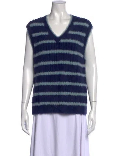 Pre-owned Jacquemus Striped V-neck Sweater In Blue