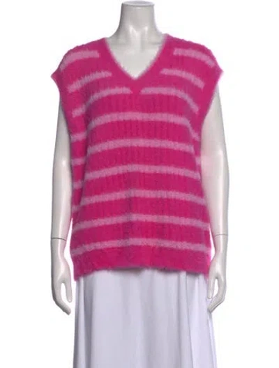 Pre-owned Jacquemus Striped V-neck Sweater In Pink