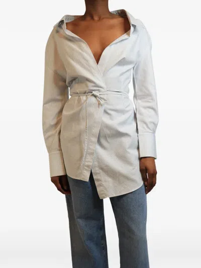 Pre-owned Jacquemus Striped Wrap Shirt In Blue