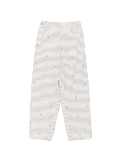 Jacquemus Stripe-pattern Embroidered Trousers In White