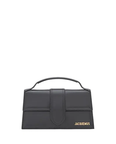 Jacquemus Structured Black Leather Shoulder Bag With Padded Handle