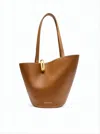 Jacquemus Structured Brown Cow Leather Tote Bag With Gold-tone Clasp In Burgundy