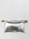 Jacquemus Structured Lizard Effect Clutch Bag Top Handle In Silver