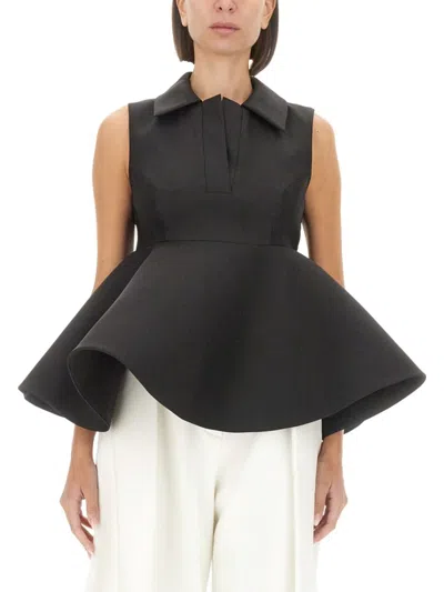 Jacquemus Structured Peplum Top In Black