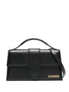 Jacquemus Structured Silk-blend Flap Handbag In Black