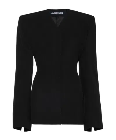 Jacquemus Structured Square Dress In Black