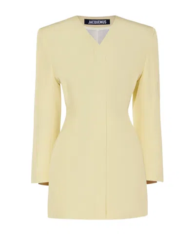 Jacquemus Structured Square Dress In Nude