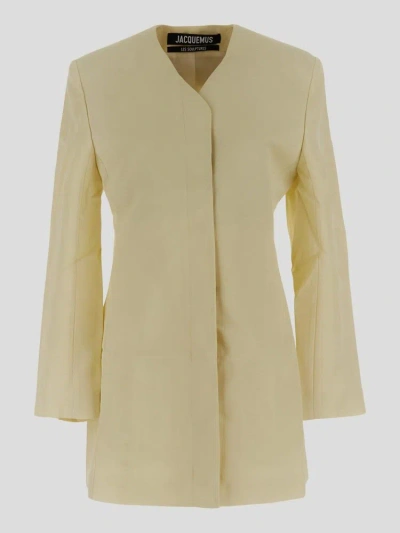 Jacquemus Structured Square Dress In Yellow