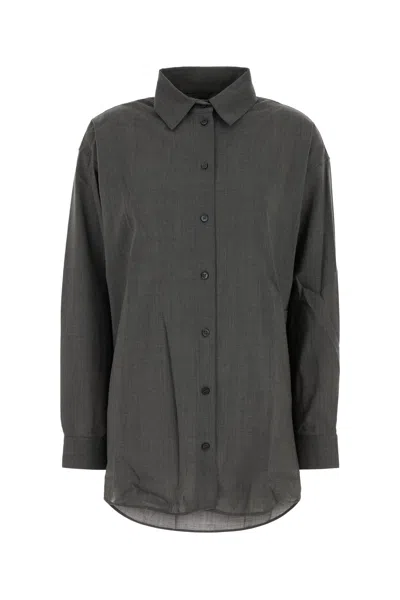 Jacquemus Structured Wool Blend Shirt In Gray