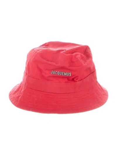 Pre-owned Jacquemus Studded Canvas Bucket Hat In Red