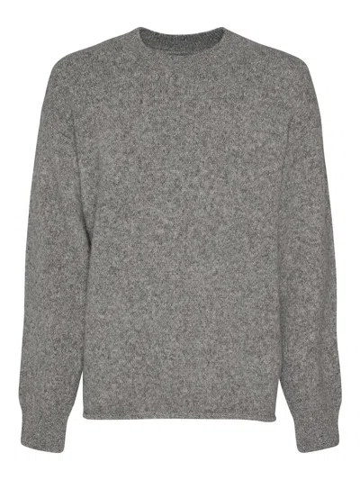 Jacquemus Jacquard Logo Alpaca Sweater In Grey