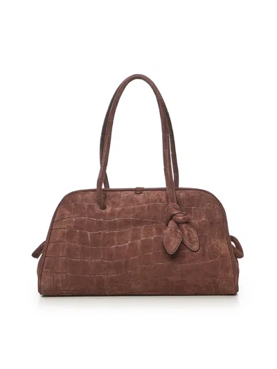 Jacquemus Suede Bowling Bag In Brown