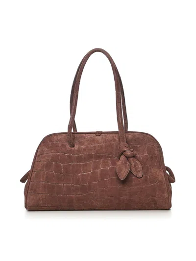 Jacquemus Suede Bowling Bag In Brown