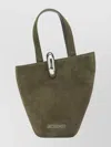 Jacquemus Suede Bucket Bag Metal Hardware In Green