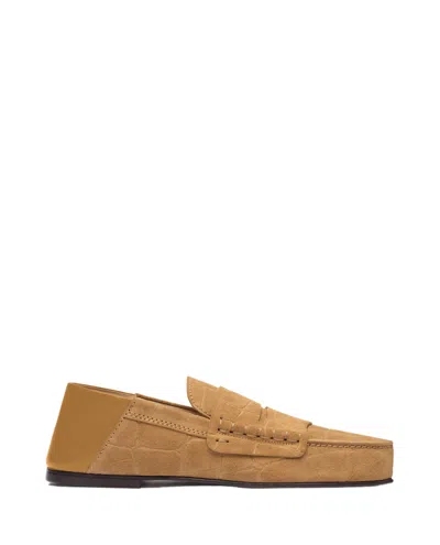 Jacquemus Suede Loafers With Wide Slit And Exposed Hand Stitching In Brown