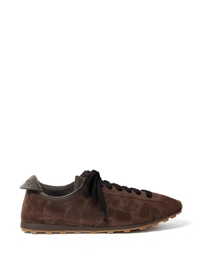 Jacquemus Suede Panelled Sneakers In Brown