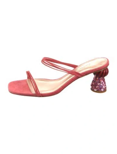 Pre-owned Jacquemus Suede Sequin Embellishments Slides In Pink