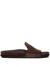 Jacquemus Diamond Cut Suede Slides With Flat Sole In Braun
