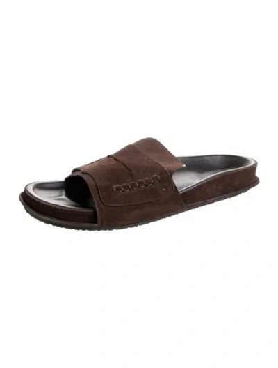 Pre-owned Jacquemus Suede Slides In Brown