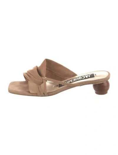 Pre-owned Jacquemus Suede Slides In Neutral