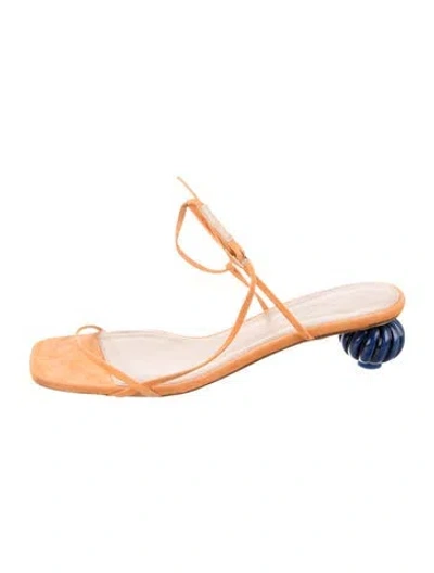 Pre-owned Jacquemus Suede Slides In Orange